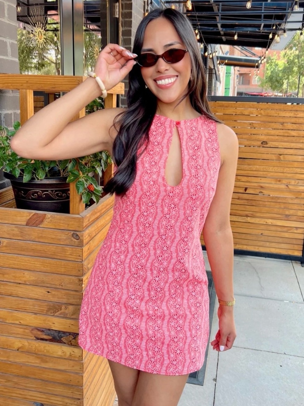 NWT Pink Eyelet Keyhole mini Dress